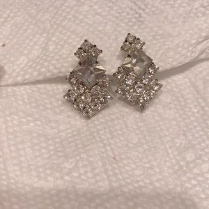 Vintage Rhinestone Screw-back Earrings- Art Deco